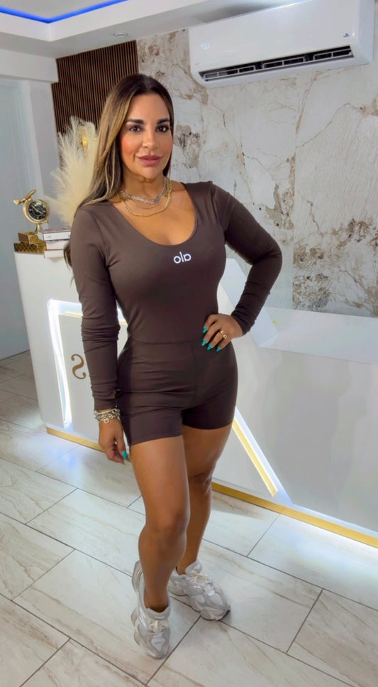 Alo Brown Romper (stretch)