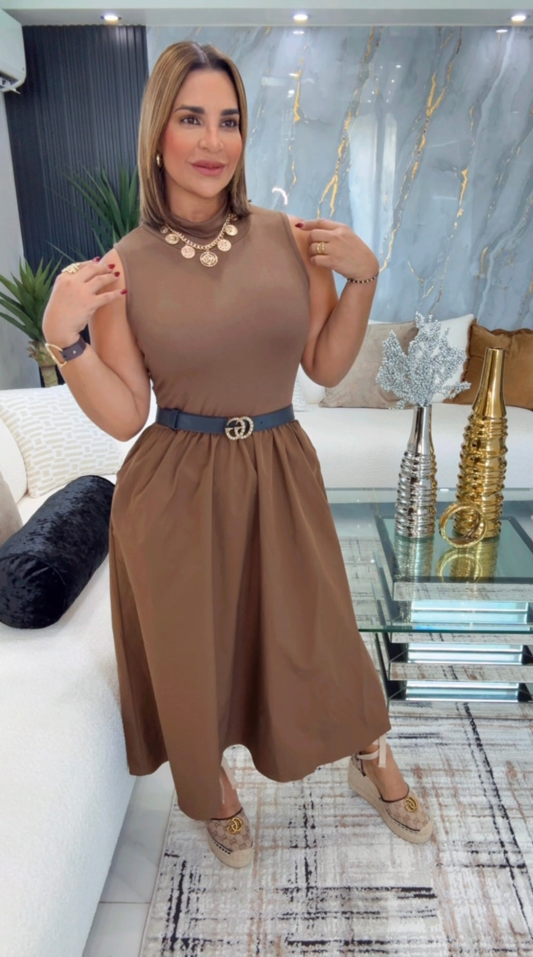 Grecia Brown Dress (No incluye Correa) stretch (utilicé talla M)