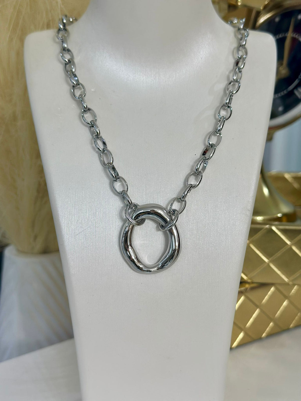 Round Silver Necklace (acero inoxidable)