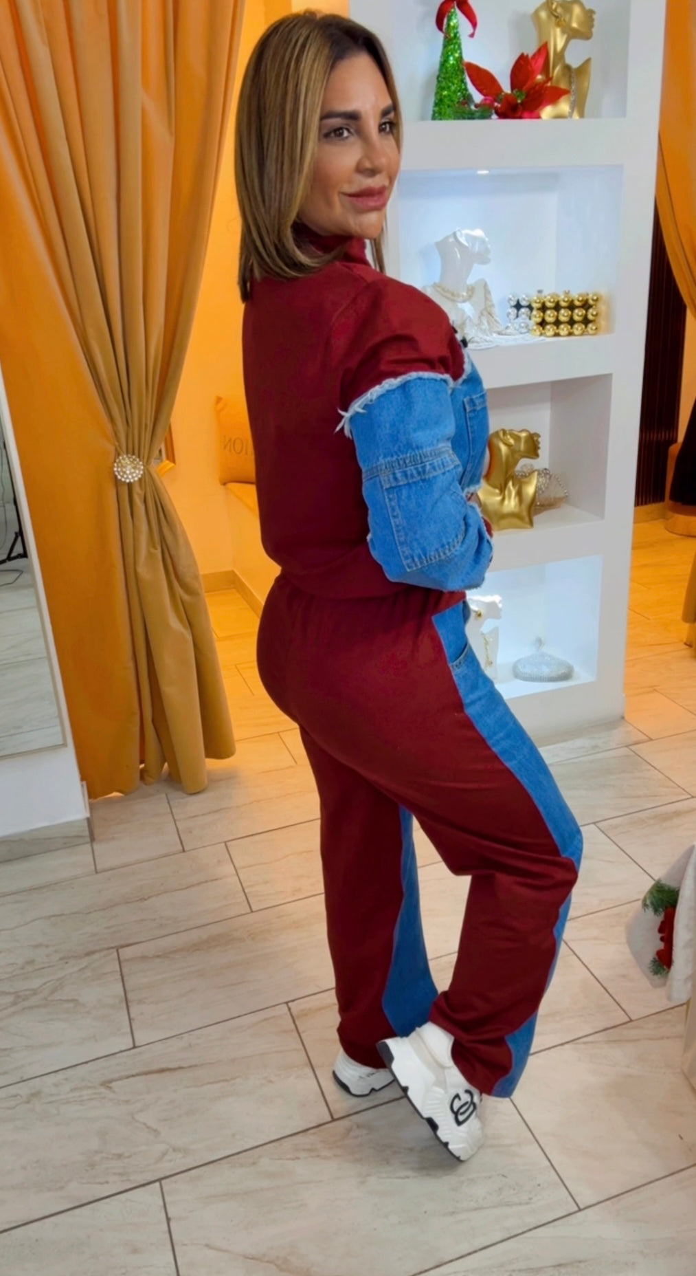 Viena Burgundy & Denim Set (utilicé talla Small)