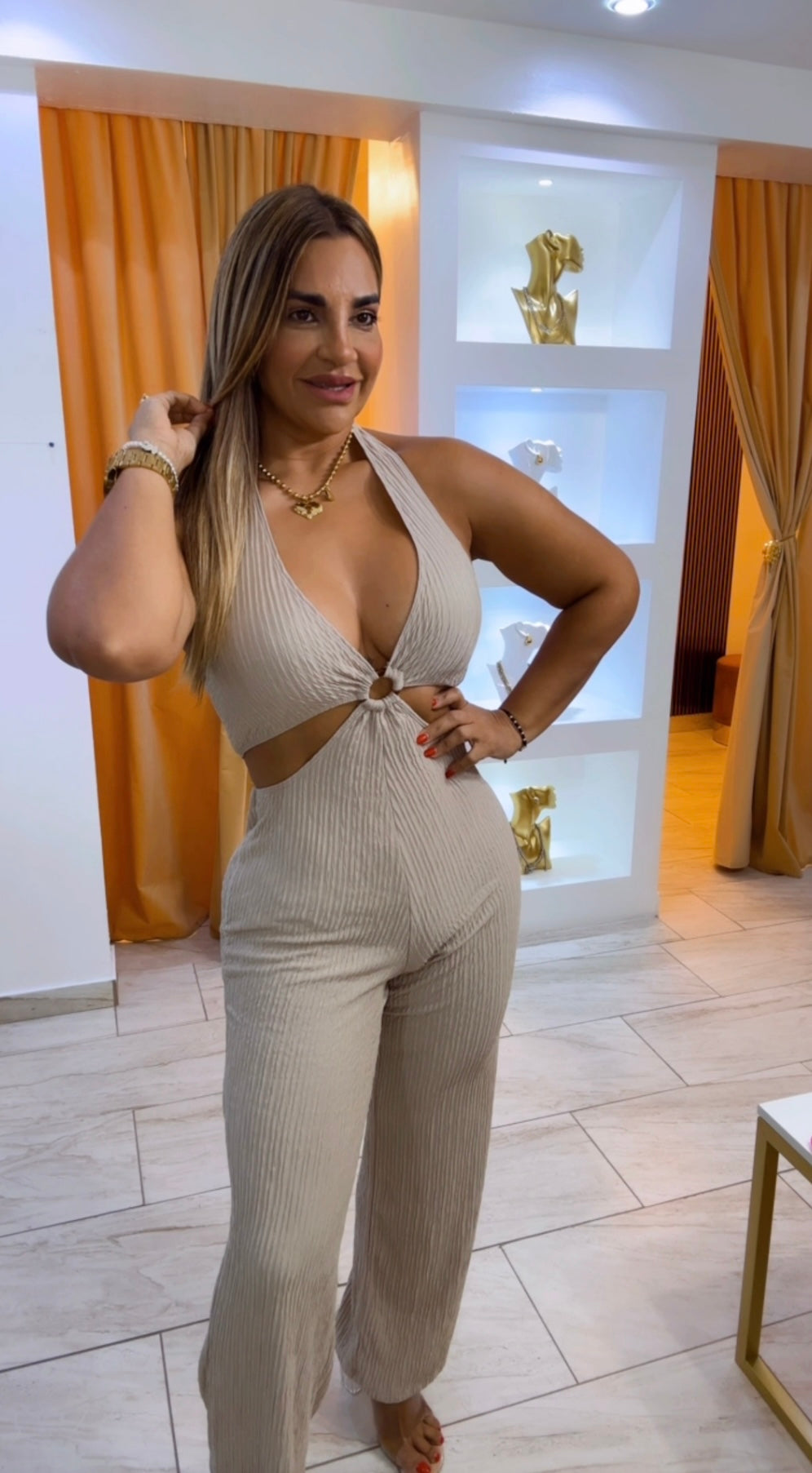 Guyana Beige Jumpsuit