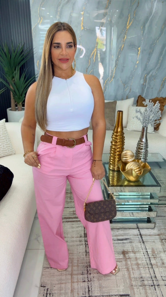 Lino Pink Pant (incluye cinturón) spandex/ utilicé Small