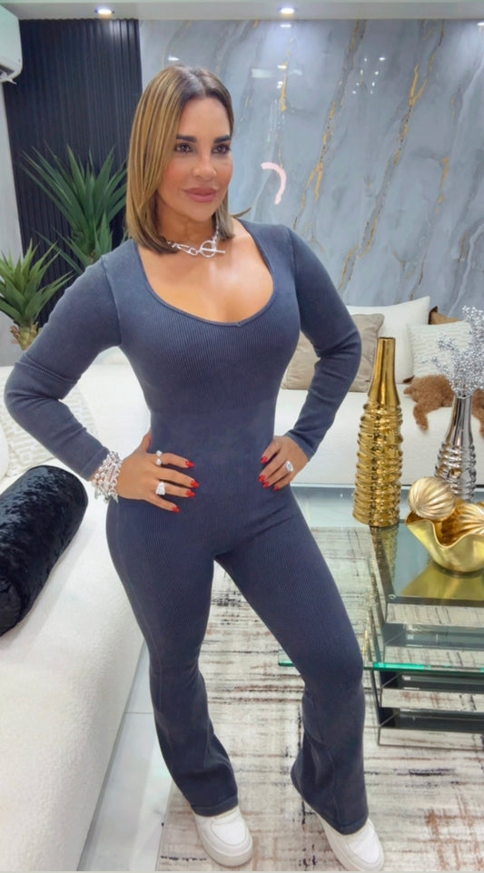 Dynamic Black/Gray Jumpsuit (stretch)