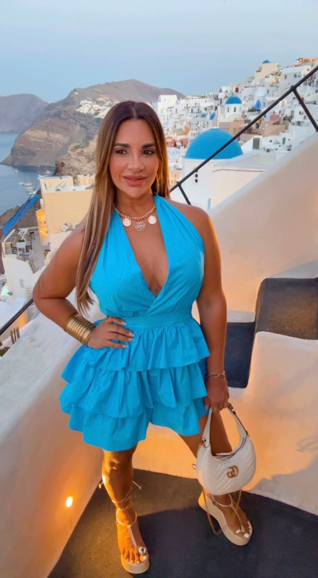 Oia Elegant Blue Romper (utilicé Médium)