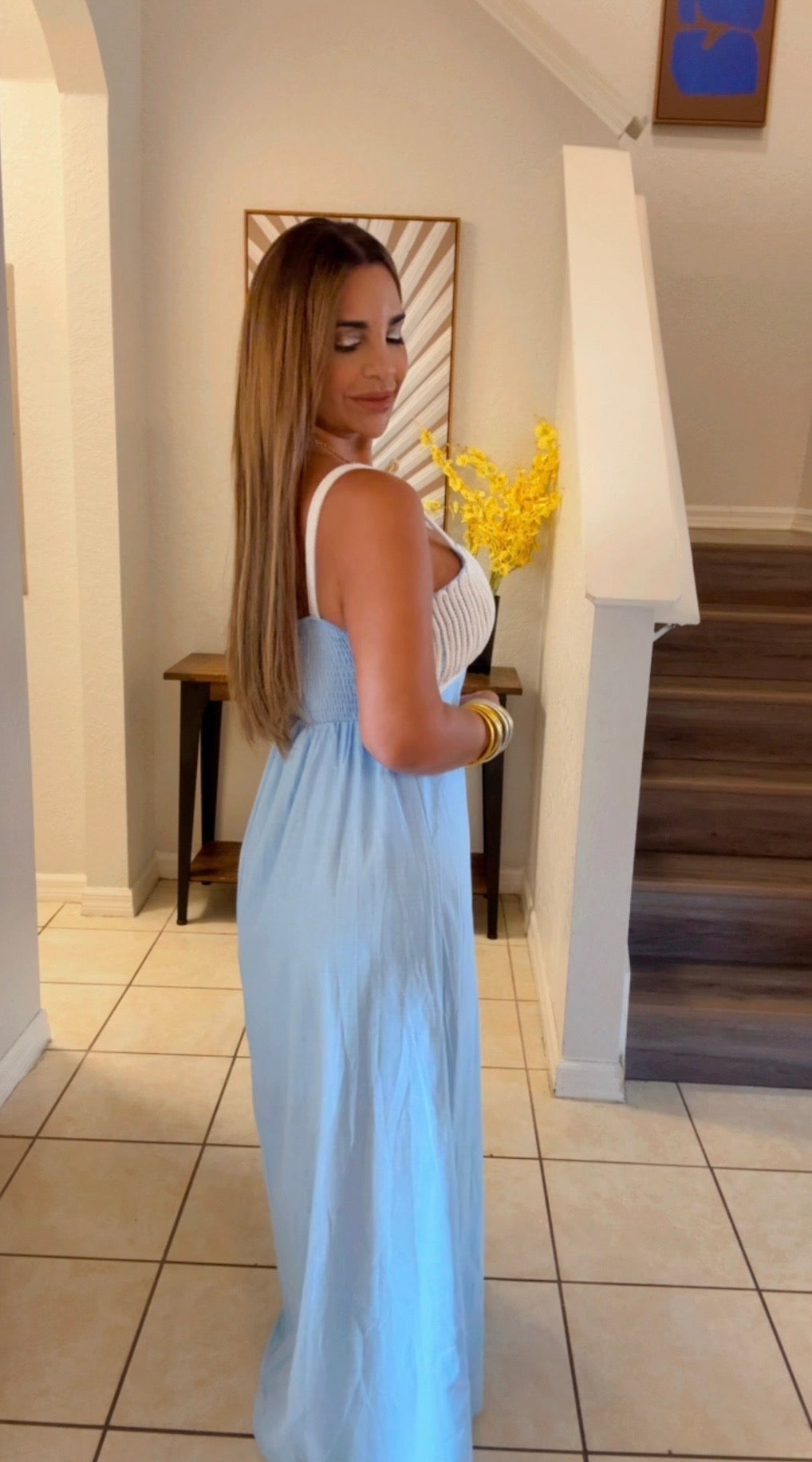 La Romana Lino Blue Dress (spandex)