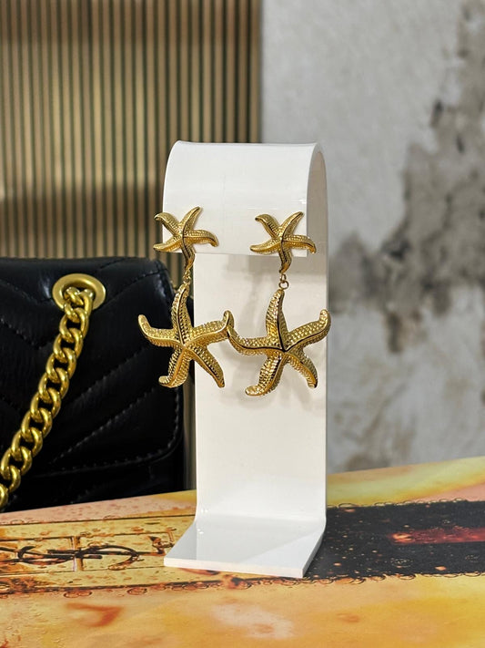 Doble Star Gold Earrings (oro acero inoxidable)