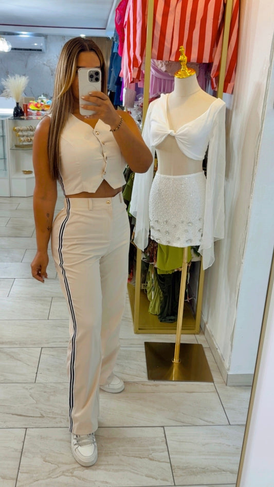 Montenegro Beige Vest Set (spandex)