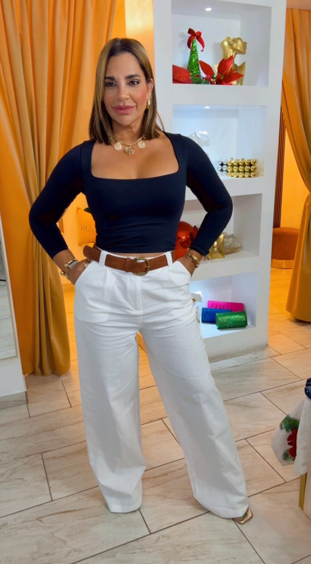 Indigo White Pant (stretch ) incluye el cinturón (puedes bajar una talla)