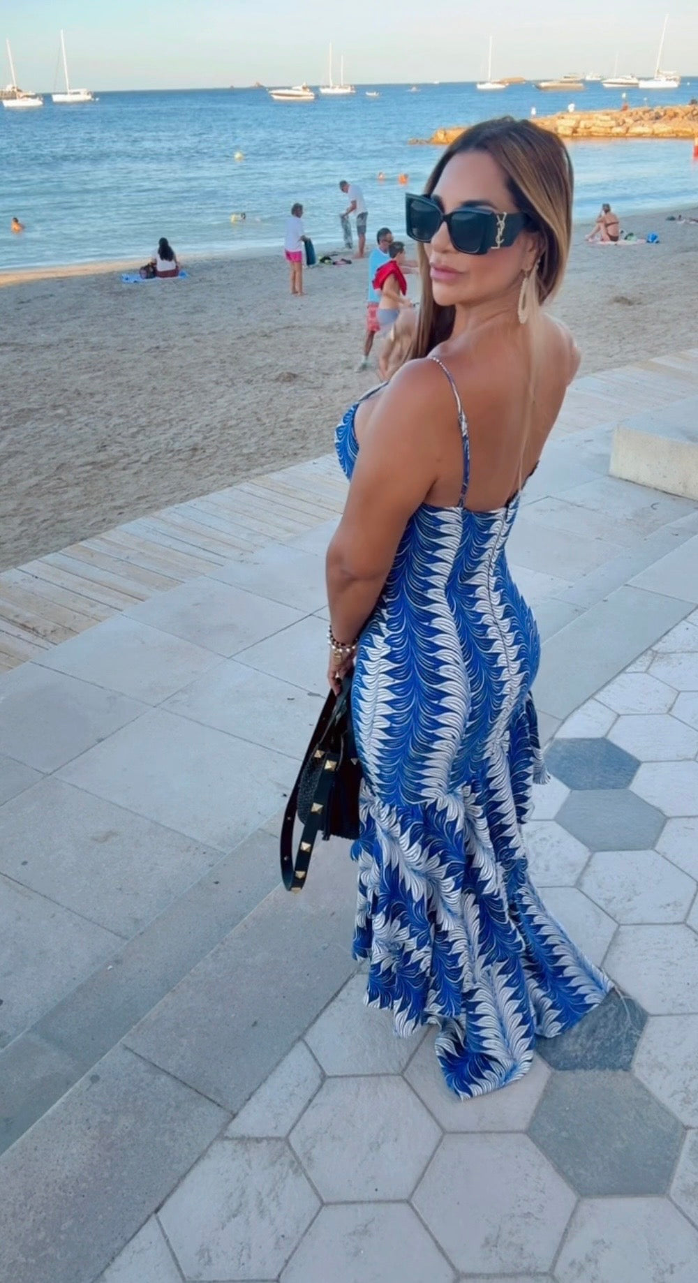 Flamenco Ruffle Blue Maxi Dress (utilicé M)