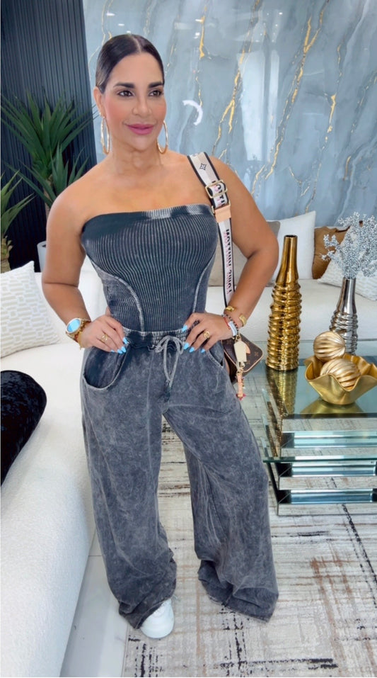 Mineral Wash Black Jumpsuit (spandex)