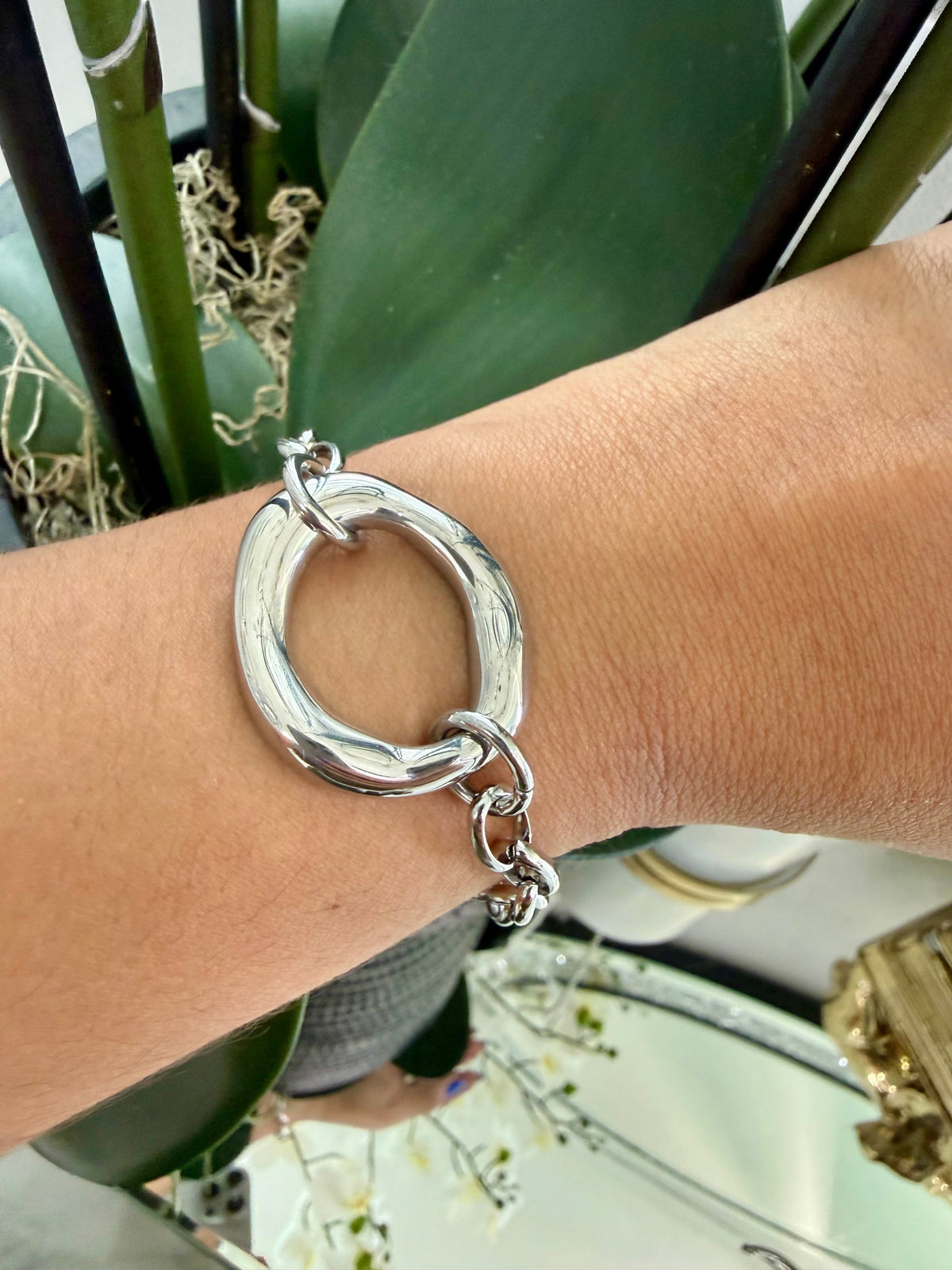 Round Silver Bracelet (acero inoxidable)