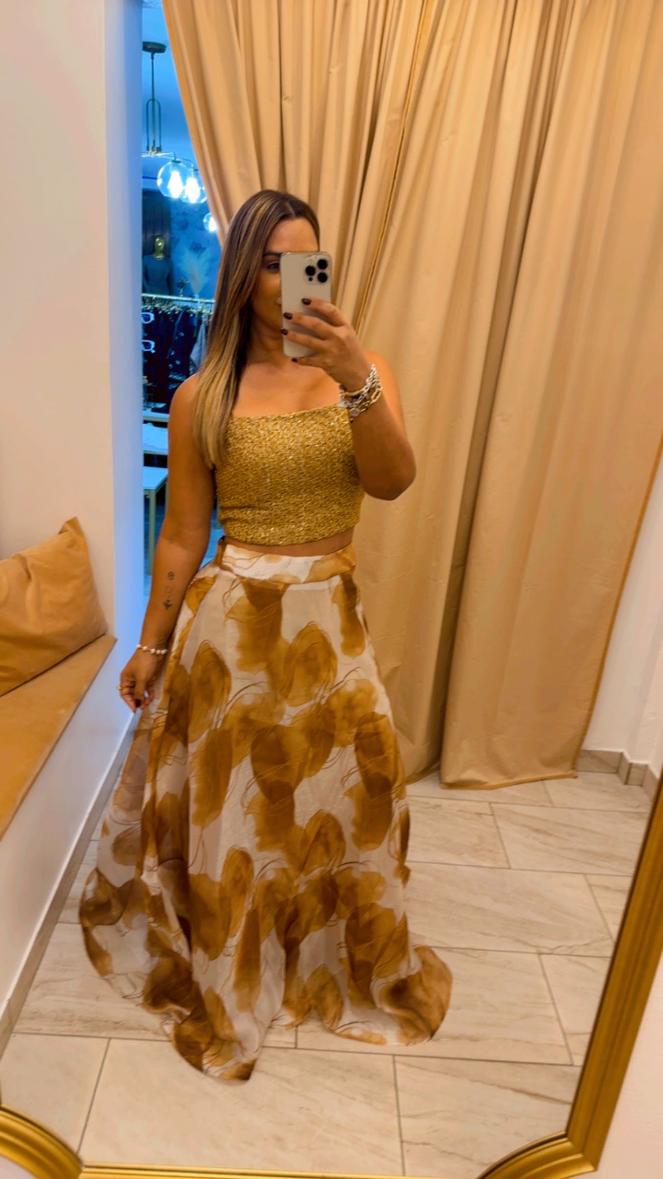 Taj Mahal Gold Skirt Set