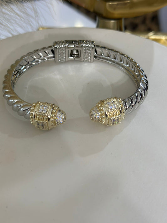 Sparkle Two Tones Bangle (Gold Plated)