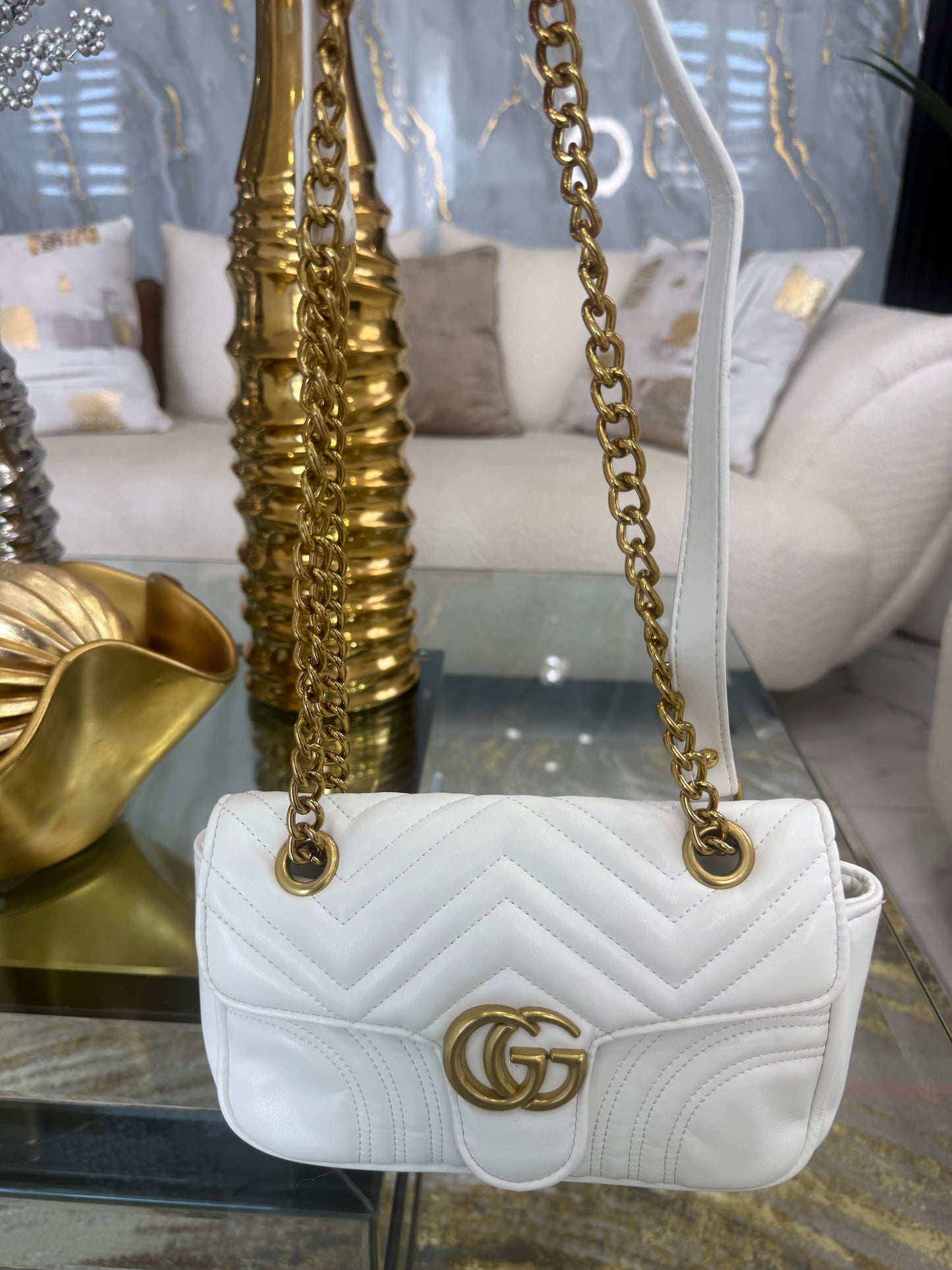 GG White Crossbody Bag