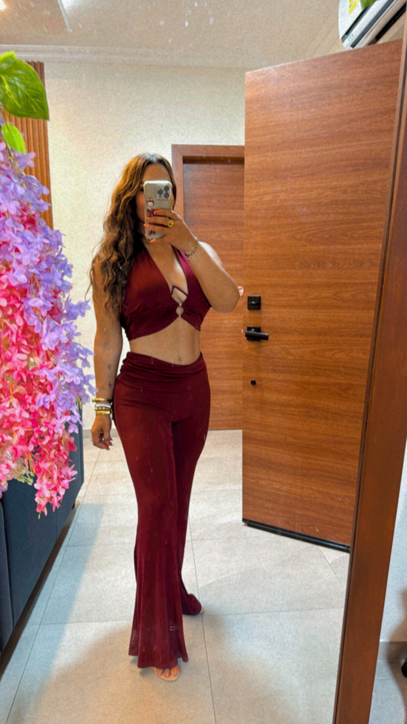 Santo Bar Burgundy Set (stretch) utilicé talla Médium