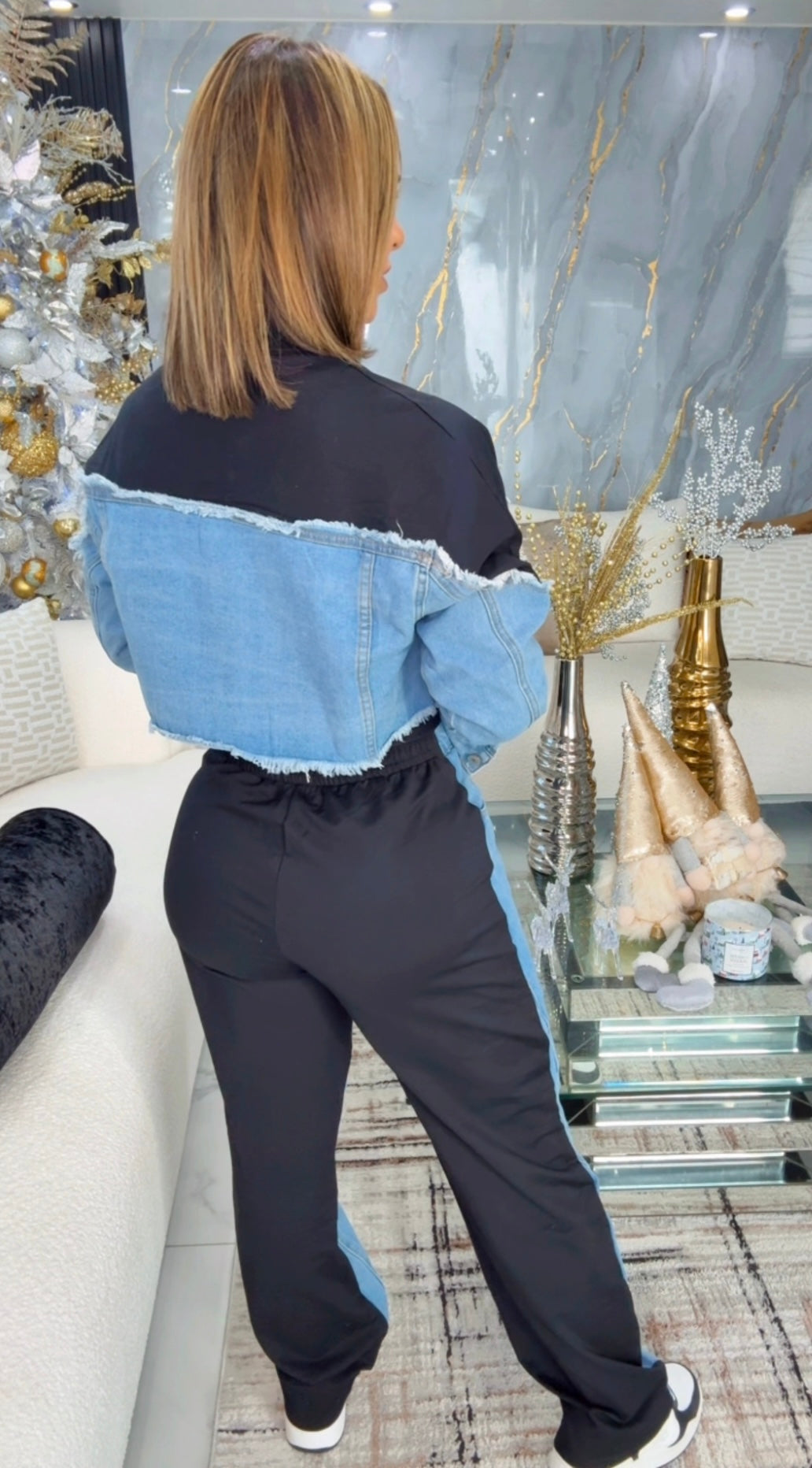 Austria Black & Denim Set (spandex) utilicé talla Small