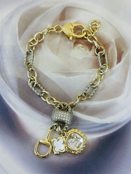 Multi Charms Two Tones Bracelet