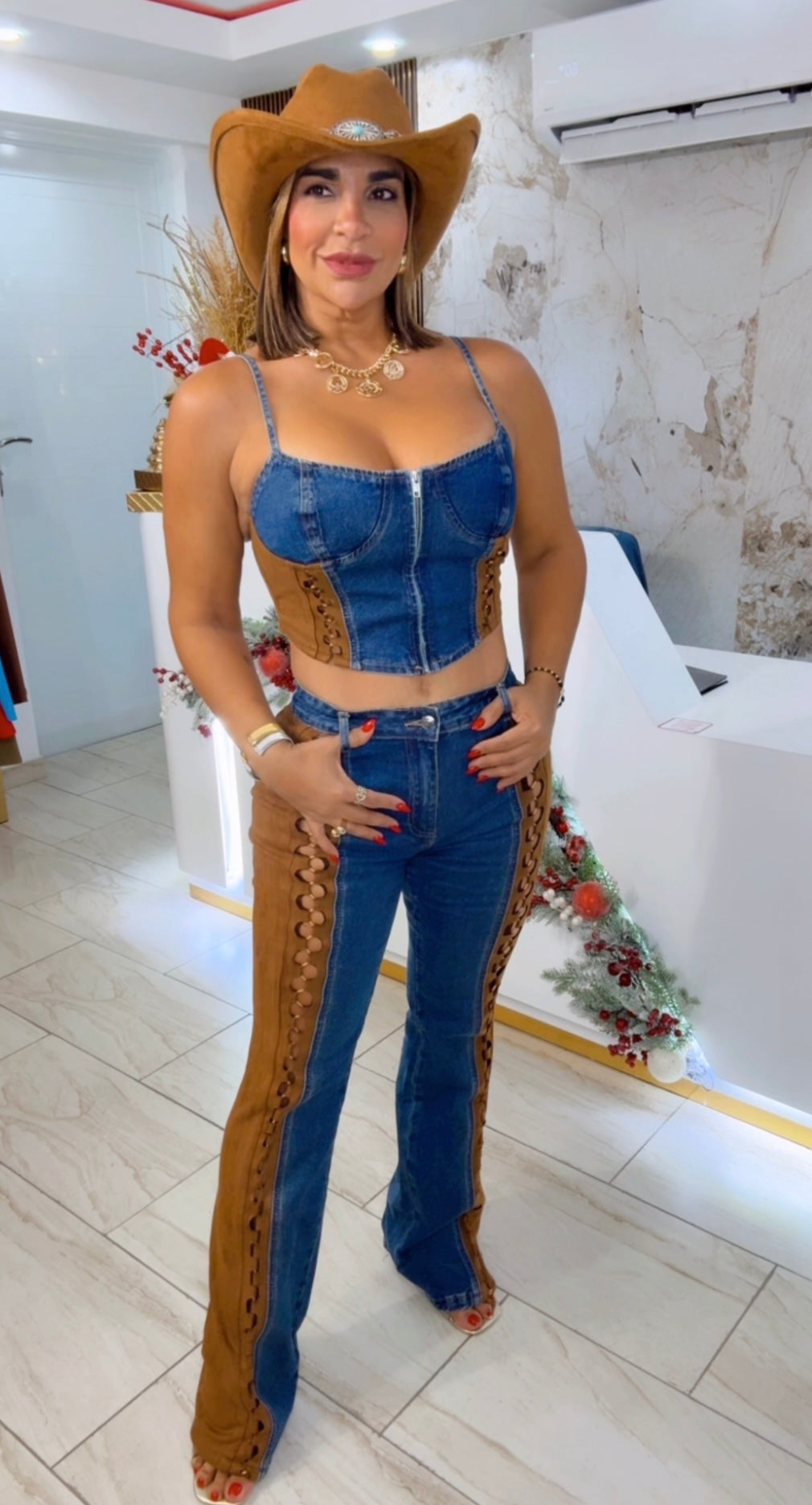 Texas Denim Set (spandex) utilicé talla Médium