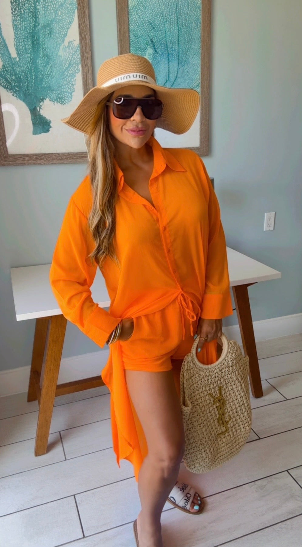 Summer Tunic Orange Set (spandex)