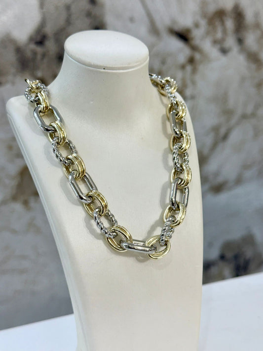 Chunky Two Tones Necklace (Gold Plated)