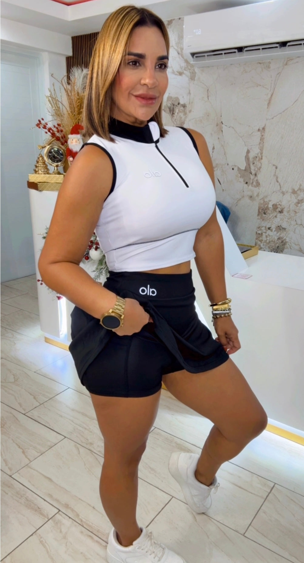 Alo Black & White Set (trae short integrado) stretch