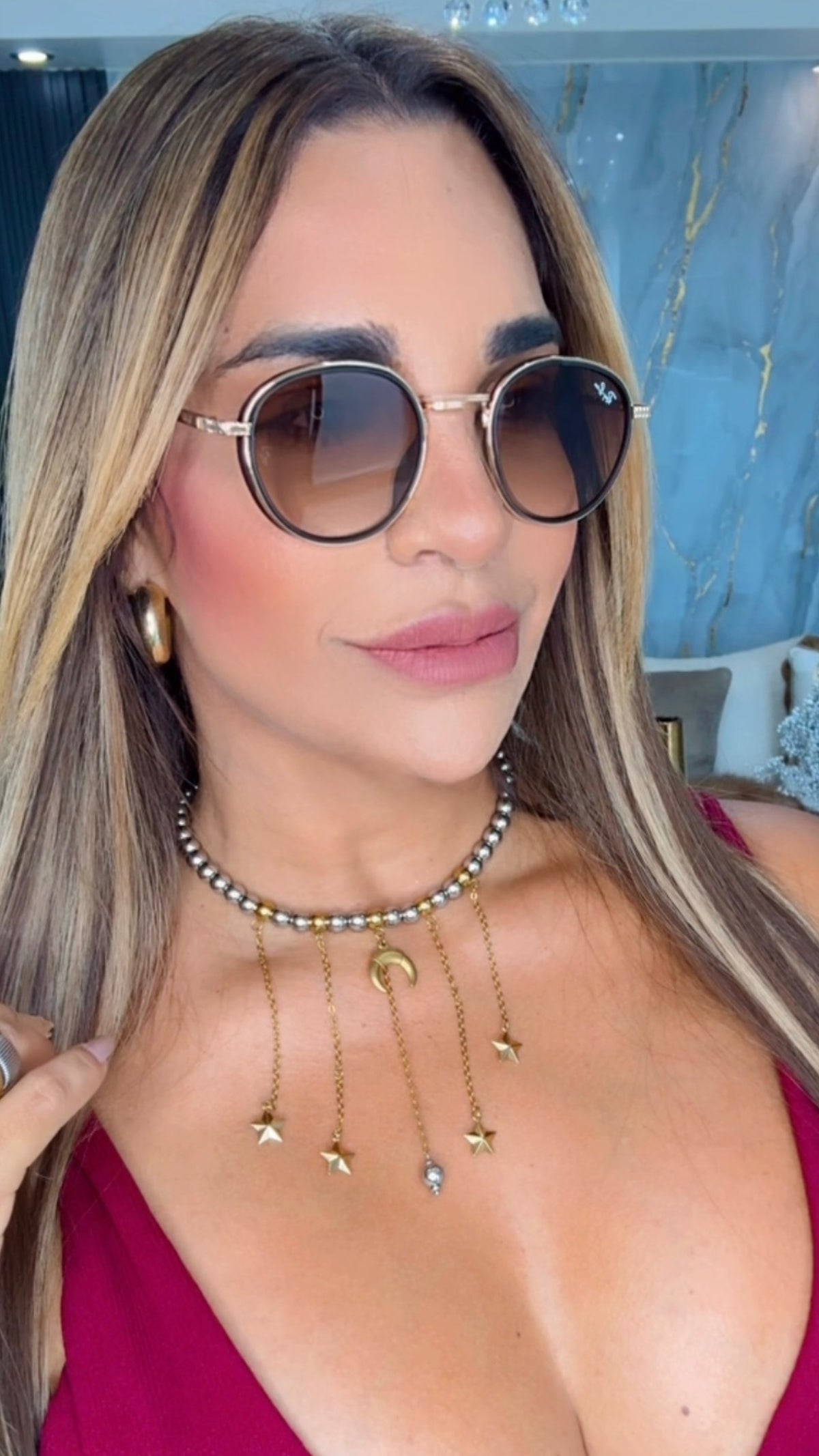 Moon & Star Two Tones Necklace (acero inoxidable)