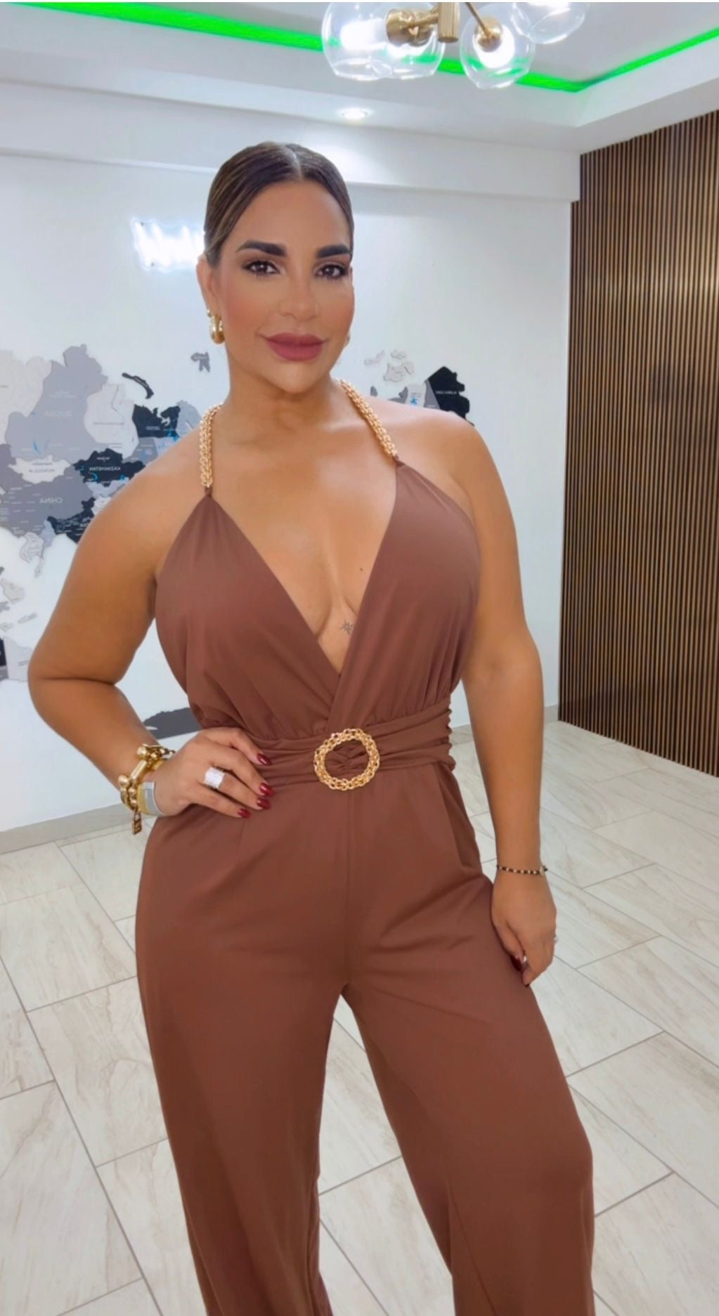 Getsemani Brown Jumpsuit(stretch) bájale una talla