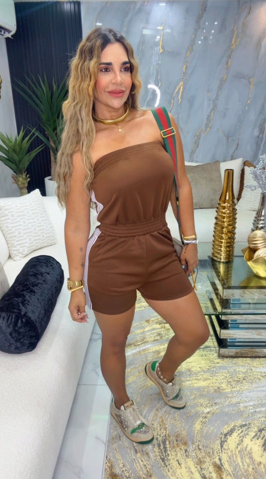 Medellín Brown Romper (spandex)