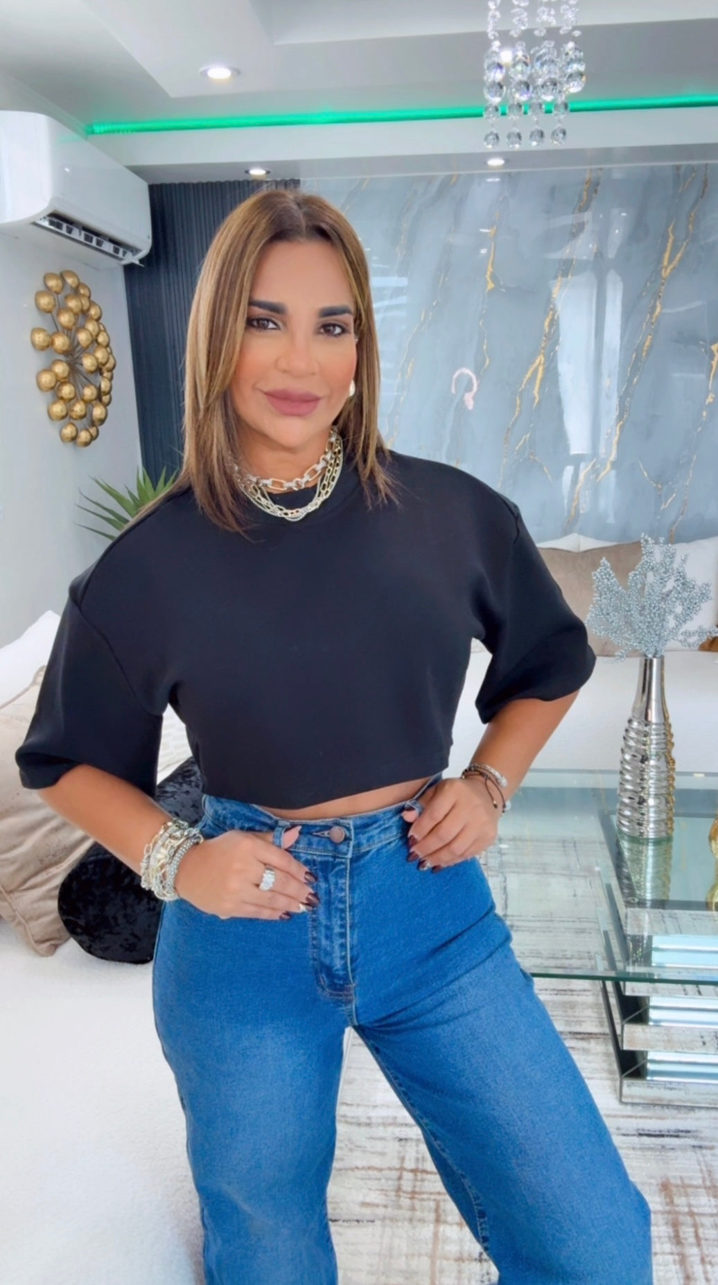 Catalina Black Top (stretch) utilicé talla M