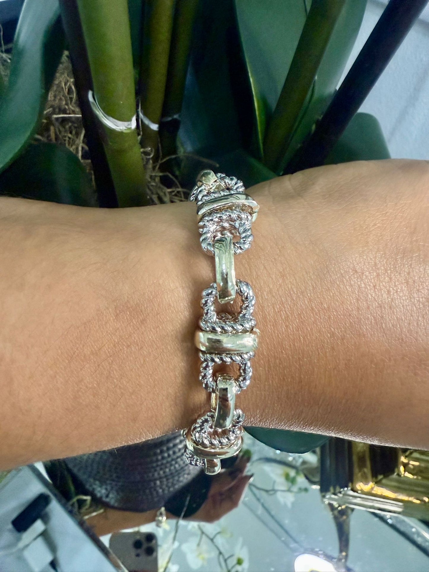 Shine Chunky Bracelet (Two Tones) (Gold Plated)