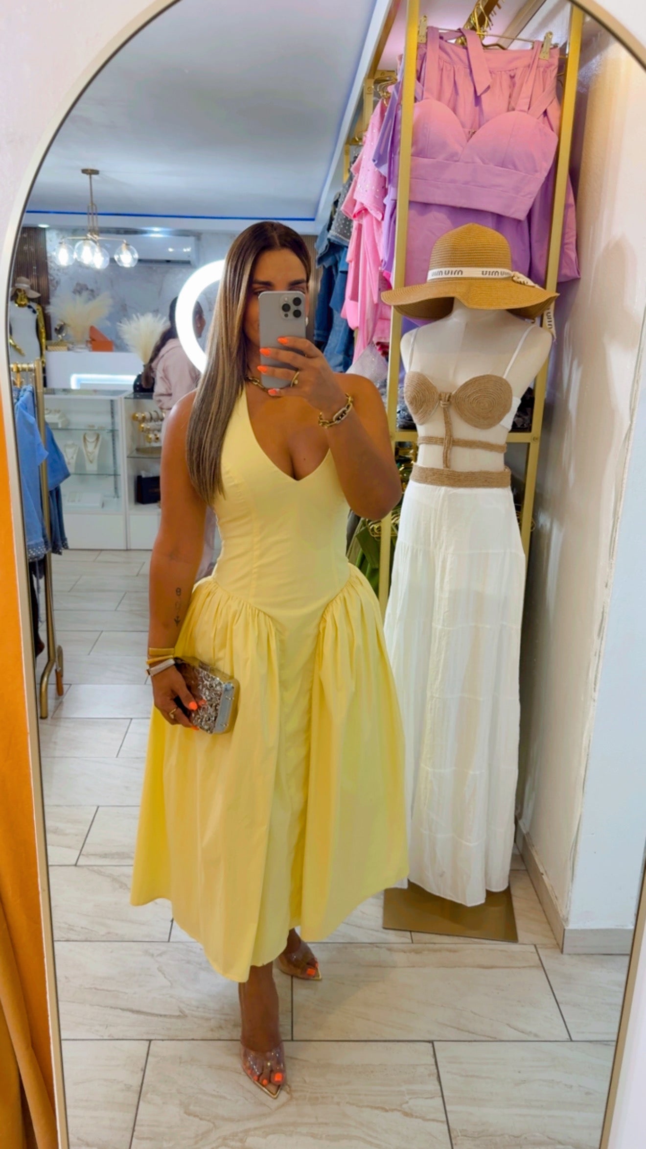 Amalfi Yellow Dress (doble forro) spandex