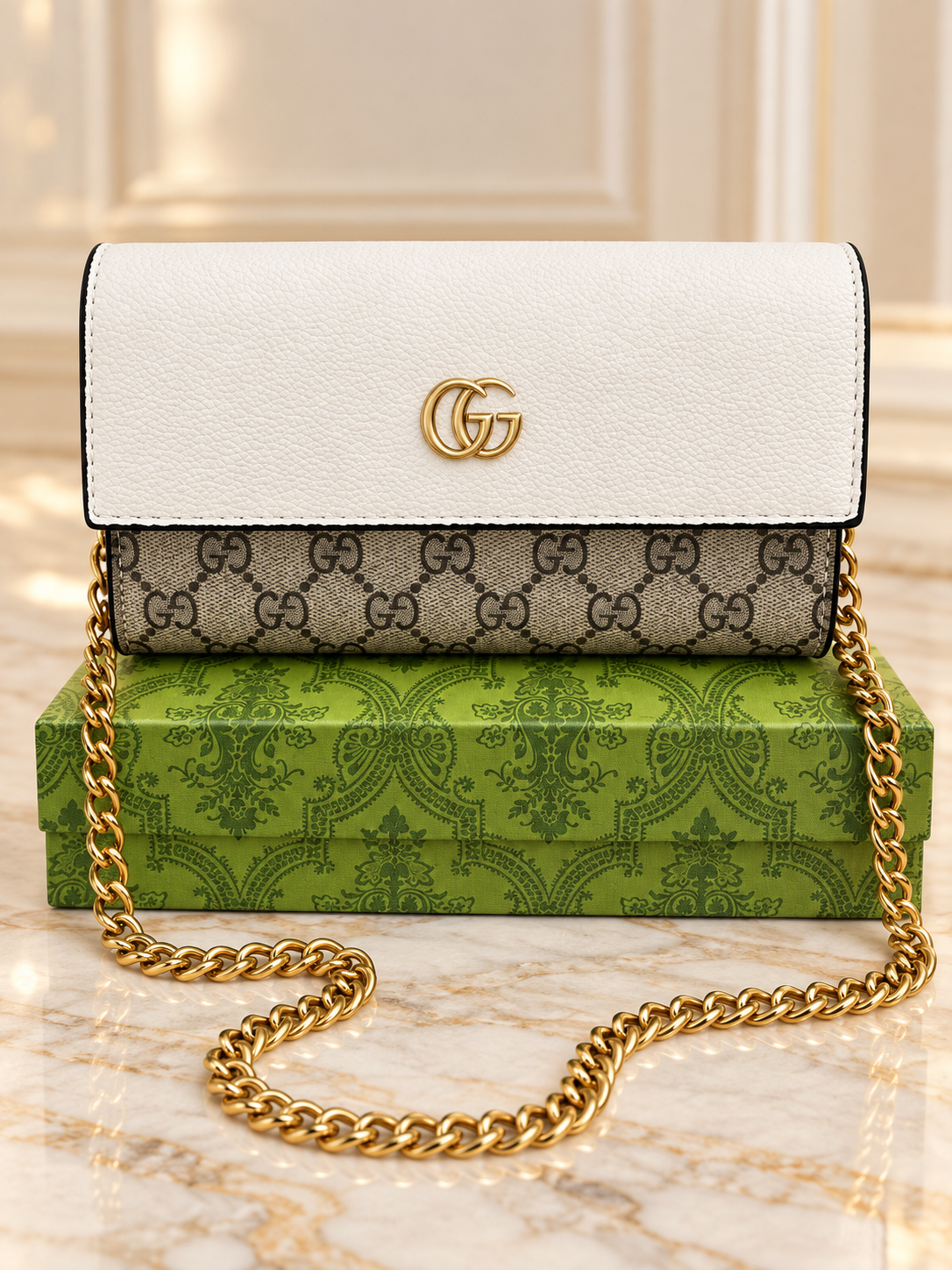 GG White Crossbody Bag (incluye caja)
