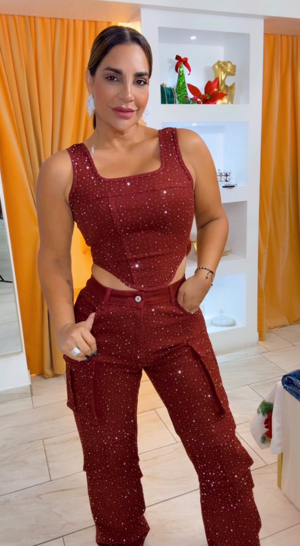 Wine Shine Cargo Set (spandex) utilicé talla Médium