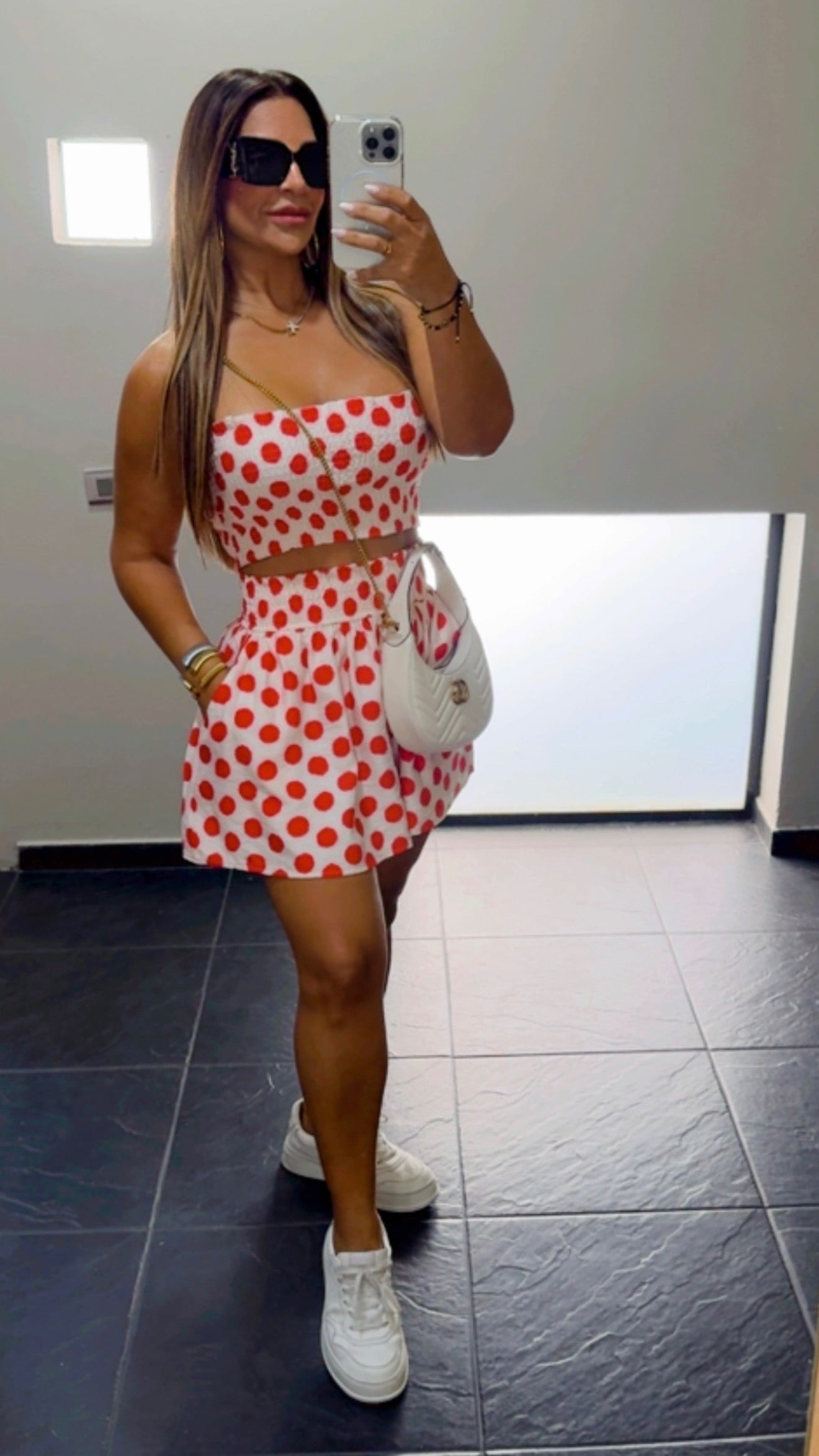 Polka Dots Red Skirt Set (spandex)
