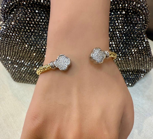 Folly Shine Two Clovers Bracelet (Gold Plated) (Two Tones)