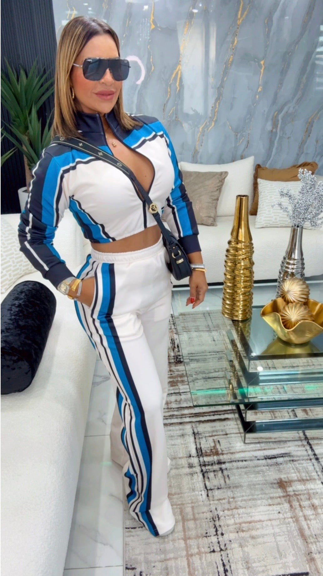 Perfect Blue & Beige Travel Set (spandex)