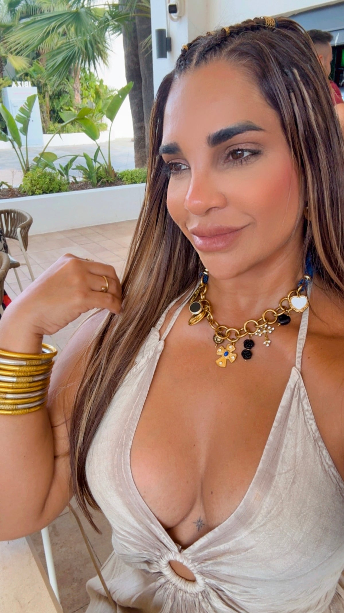 Peace Denim & Gold Necklace (oro acero inoxidable)