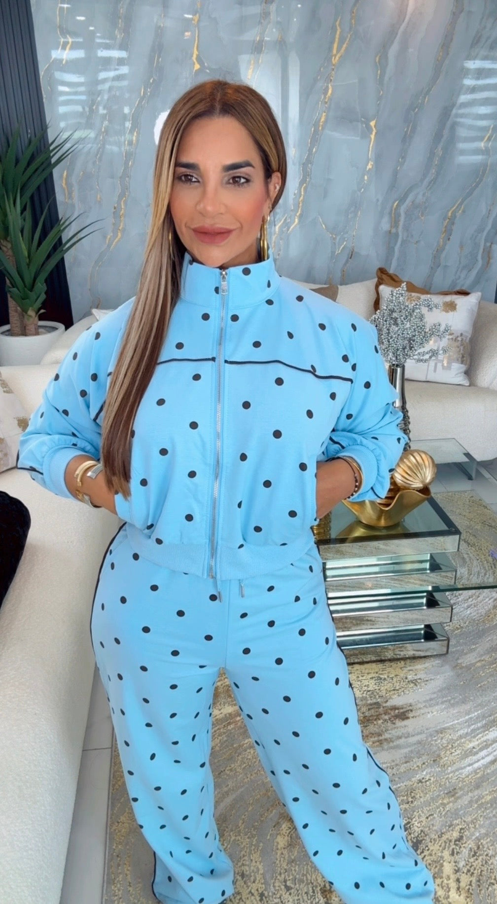 Polka Dots Blue Travel Set (spandex)