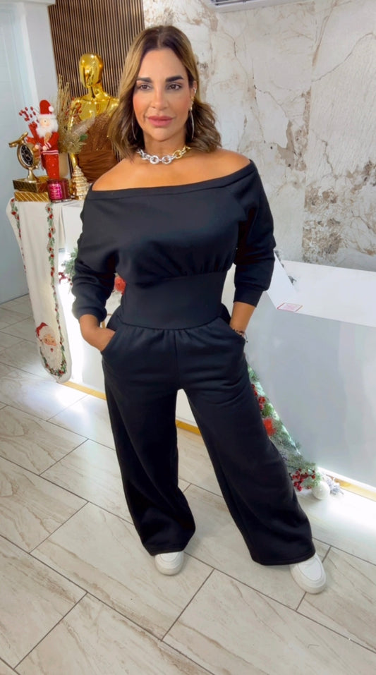 Mediterranean Black Jumpsuit (spandex)