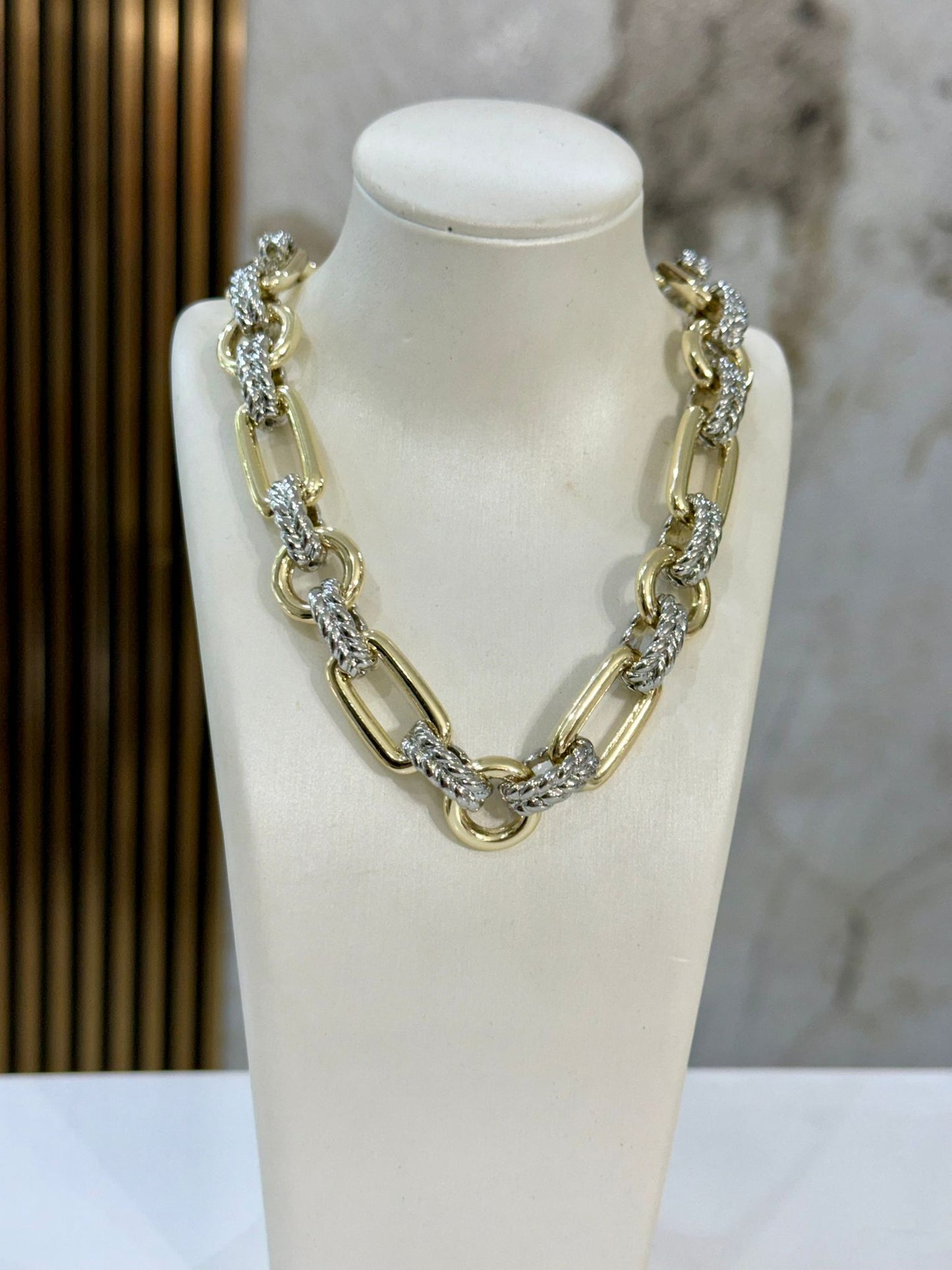 Square Two Tones Necklaces (Gold Plated)