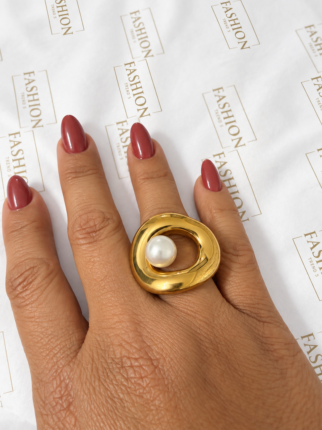 Pearl Gold Ring (acero inoxidable)