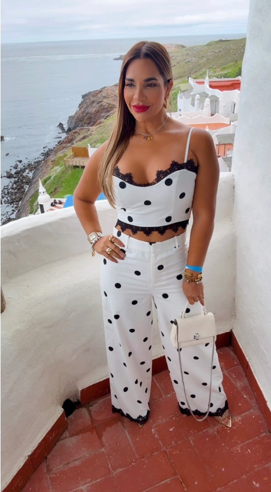 Luxury Polka White & Black Set (spandex)