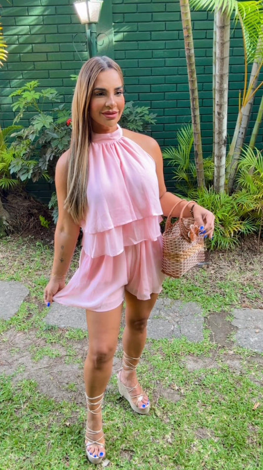Island Pink Romper (Spandex)