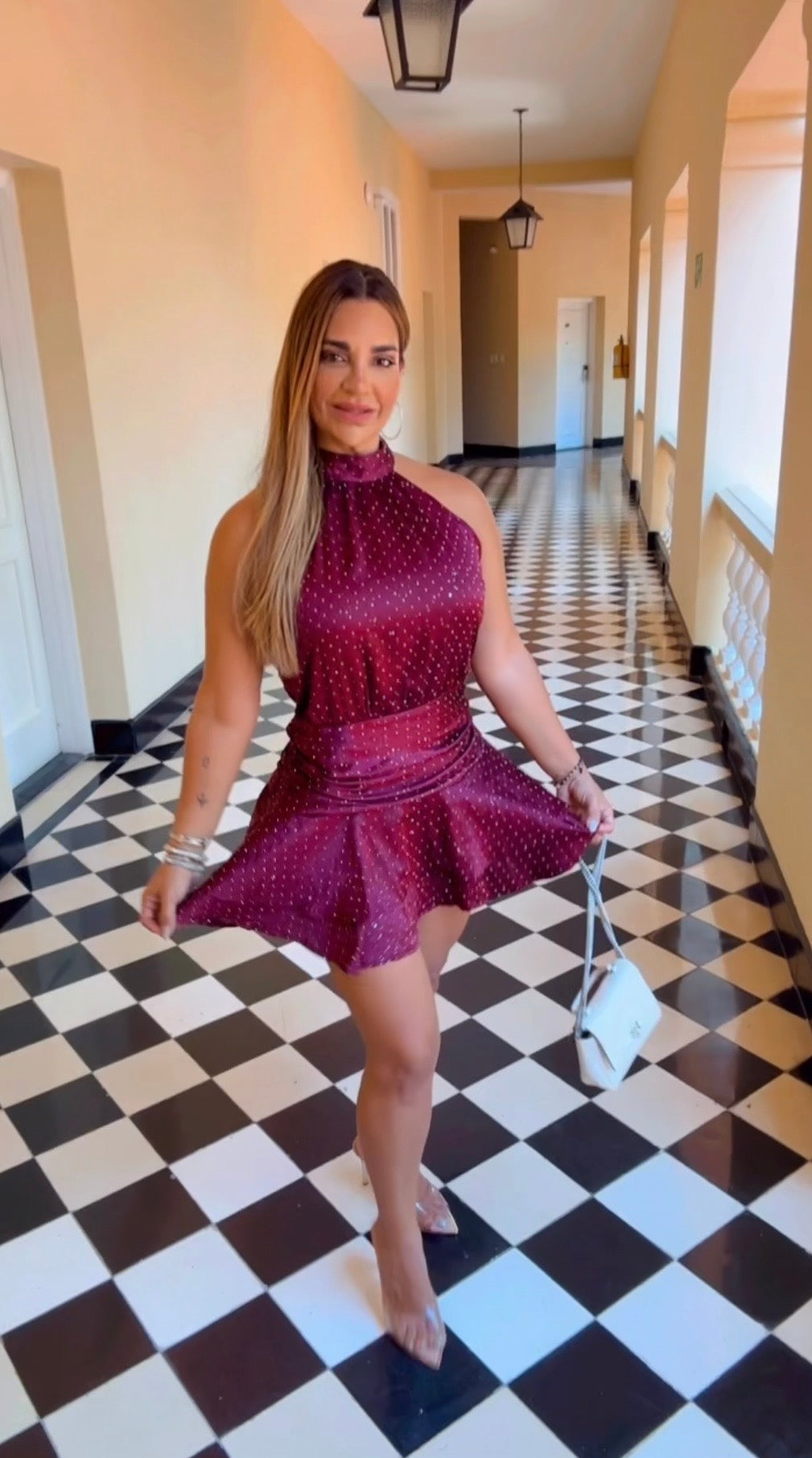El Prado Shine Burgundy Dress (utilicé M)