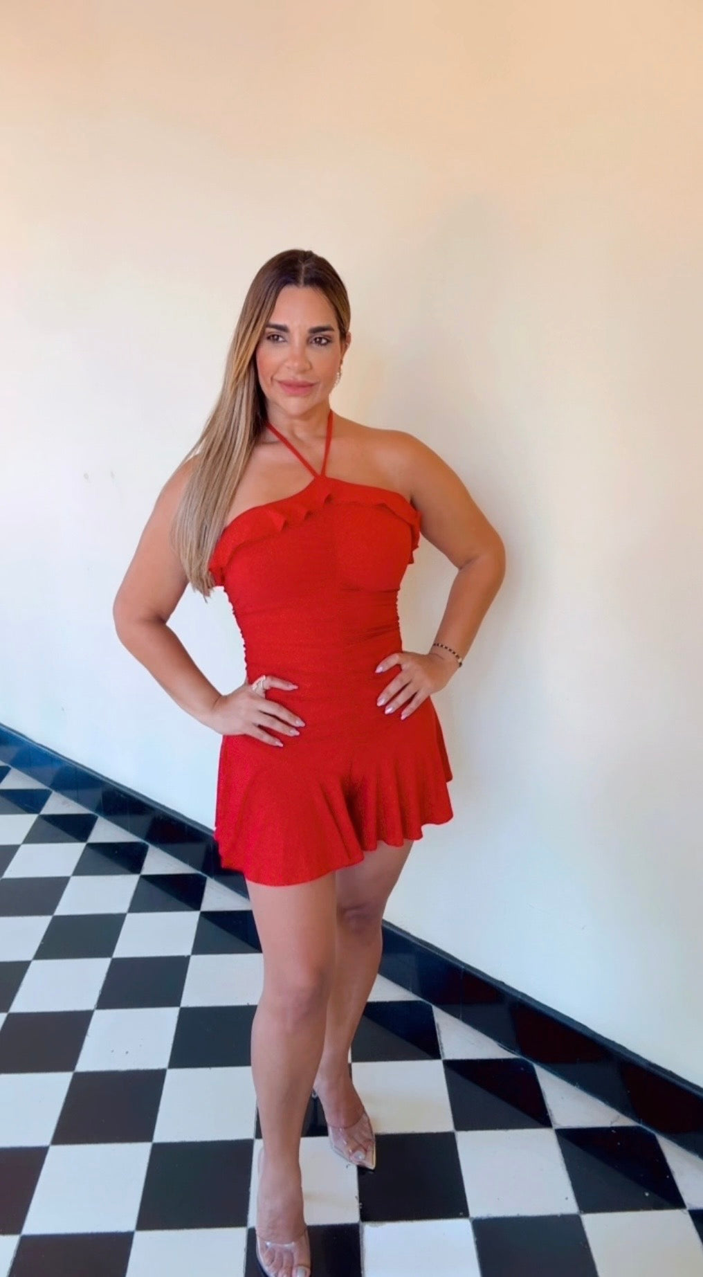 Red Shine Romper (spandex)